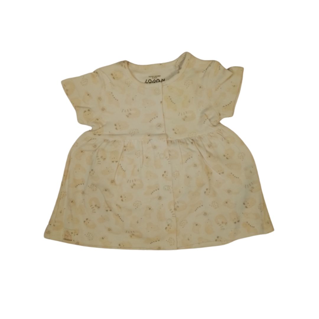 White dress with Pink Animals