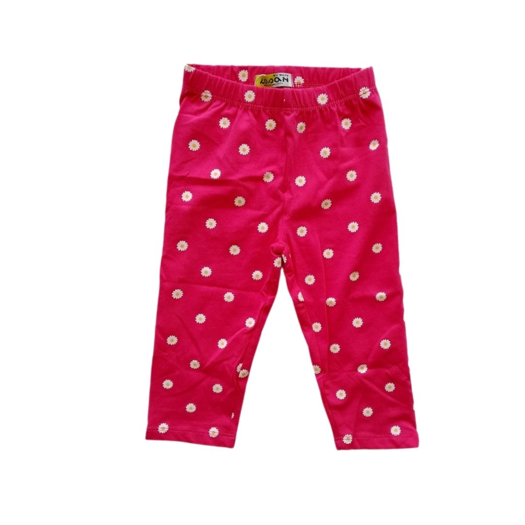 Fuschia Cotton Legging with Daisy Flower
