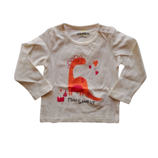 White Long Sleeves Tshirt with orange Mini Saurus