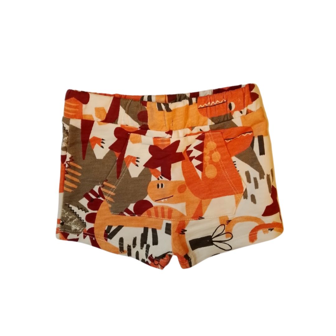 Ecru and grey dinos cotton short