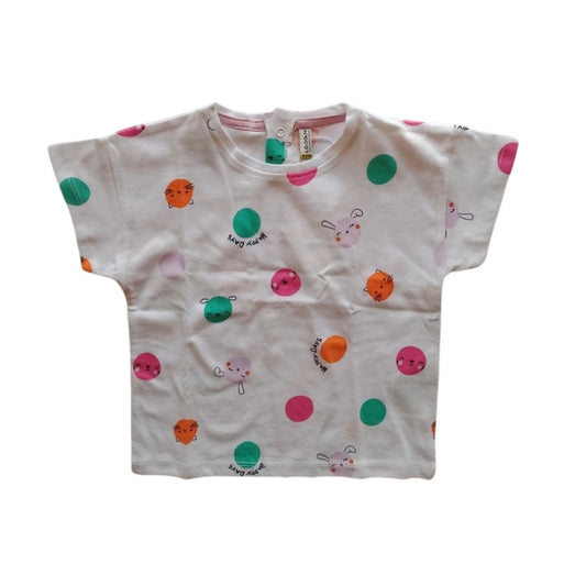 White cotton Tshirt with colorful Cats