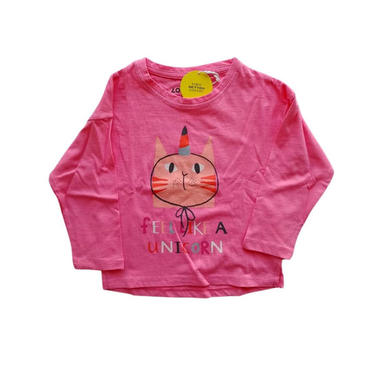 Pink Long Sleeves tshirt with Unicorn Print